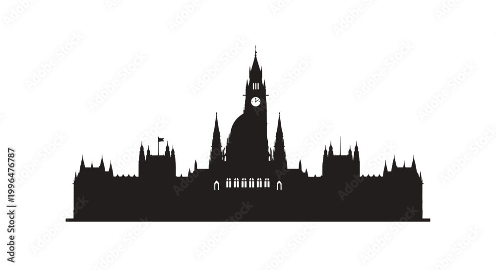 Naklejka premium London Skyline Silhouette with Big Ben.
