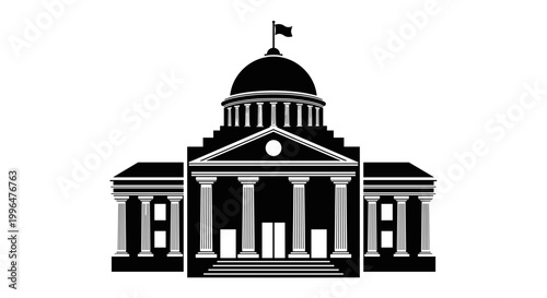 Government Building with Columns and Dome.