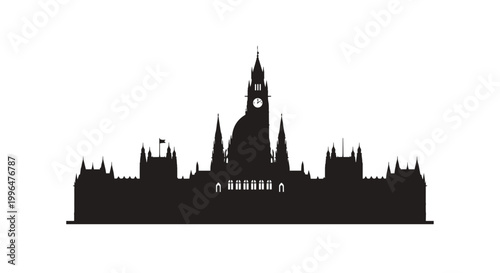 London Skyline Silhouette with Big Ben.