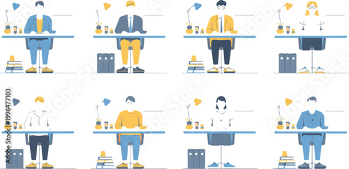 Digital Nomad Concept Vector Illustration People Working Remotely Anywhere Home or Office