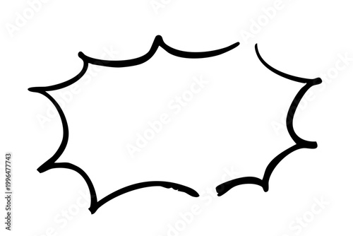 手描き風の強調吹き出し シンプルな漫画セリフ用フレーム ラフな線画で使いやすいインパクトバブル素材