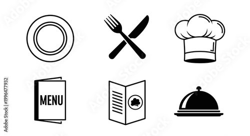 Restaurant Food Service Icons Set 1.