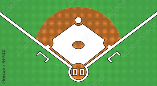 Baseball playing field diagram with dotted texture