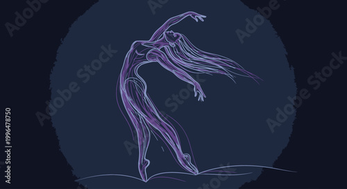 Dancer in Motion with Flowing Hair.