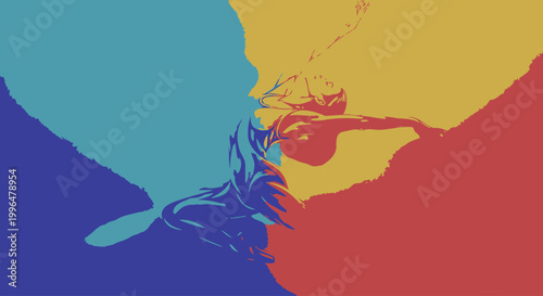 Colorful abstract shapes and lines.