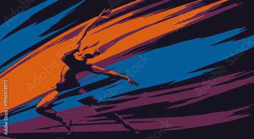 Person Running in Abstract Motion Blur.