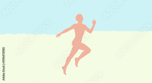 Man Running on the Beach Fast.