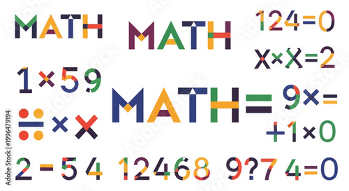 Math Equations and Colorful Typography - Education Concept