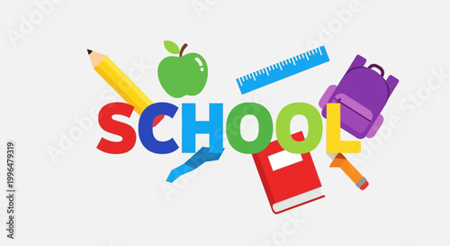 Back to School Supplies - Education Concept with Colorful Elements