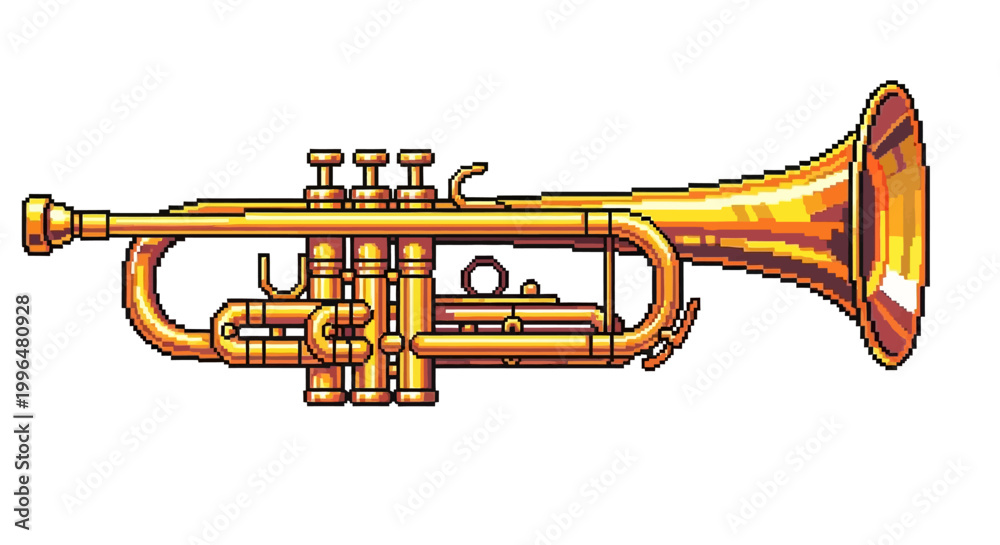 Fototapeta premium Golden Trumpet Musical Instrument Brass Valves.