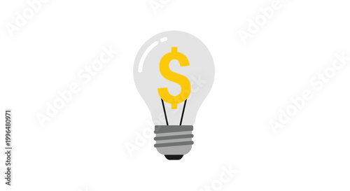 Lightbulb with dollar symbol representing financial concept on white background