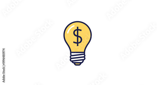 Lightbulb with dollar symbol representing financial concept on white background