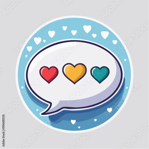 Speech Bubble with Three Hearts