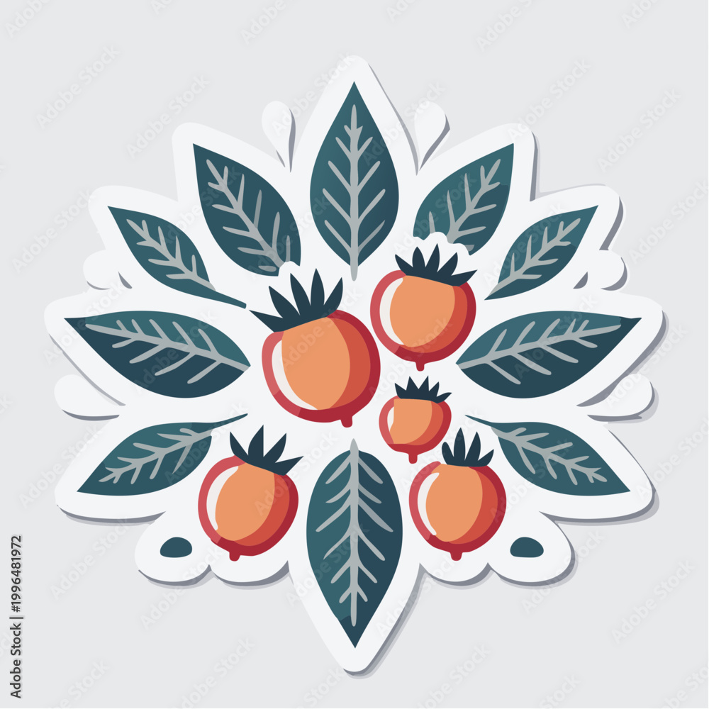 Fototapeta premium Stylized Mandala with Berries and Leaves