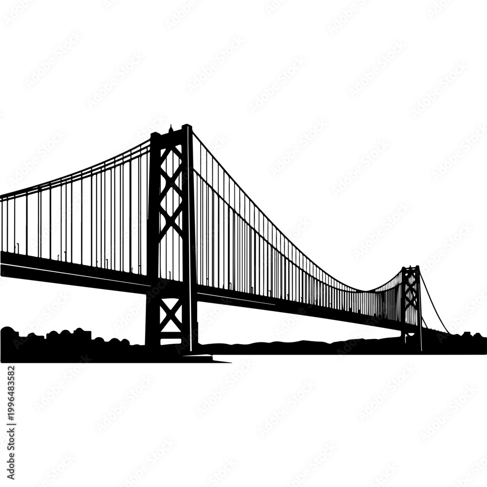 Fototapeta premium Minimalist Vector Illustration of Golden Gate Bridge
