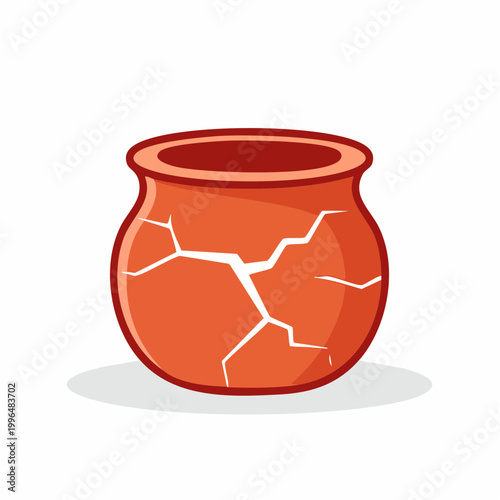 Cracked Orange Clay Pot Illustration