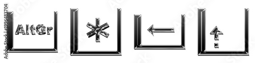 Fotografie Modern 3D translucent icon collection - altgr, asterisk key, backspace, and caps lock