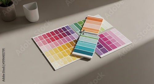 Professional Color Palette Swatches and Design Guides on Neutral Background
