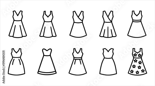 Diverse Collection of Elegant Women's Dress Silhouettes for Fashion Design and Style