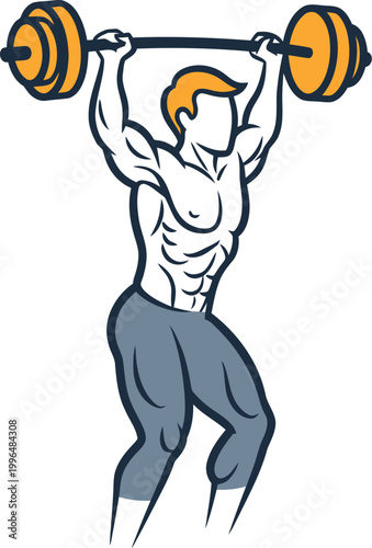 A muscular person is lifting a heavy barbell overhead, demonstrating strength and physical fitness during a workout session in a gym setting