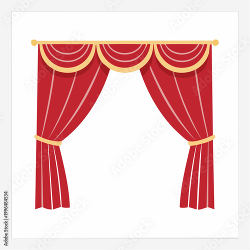 Red Theater Curtains with Swag Valance