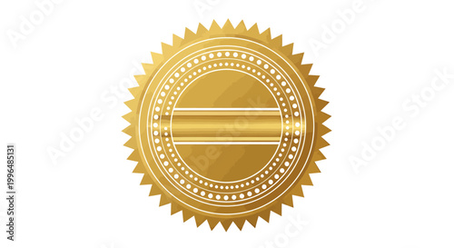 Gold circular seal badge with ornamental border and central band suitable for branding.