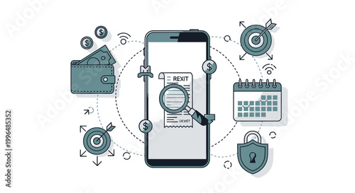 Mobile app illustration for financial planning and business management