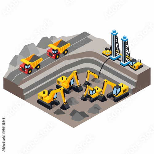 Heavy machinery at a mining site.