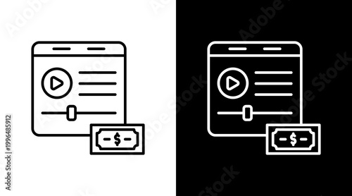 Content Monetize Outline White Icon Set Design
