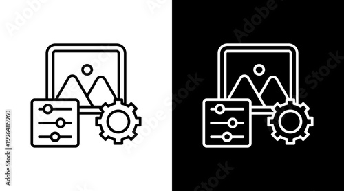 Photo Editing Outline White Icon Set Design