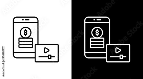 Sponsor Ads Outline White Icon Set Design