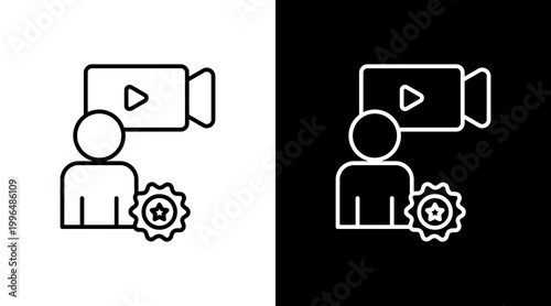 Creator Brand Outline White Icon Set Design