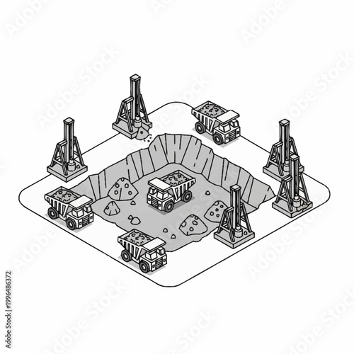 Industrial mining site with heavy machinery.