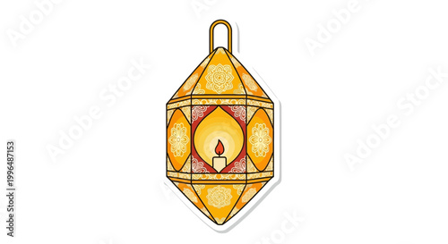 Traditional Islamic Lantern with Candle Flame - Ramadan, Eid, Festive Decoration