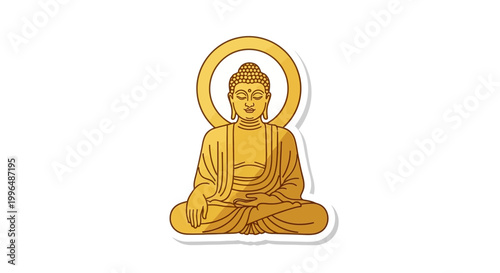 Golden Buddha Meditation Icon, Zen Buddhism, Spirituality, Enlightenment, Peace, Religion