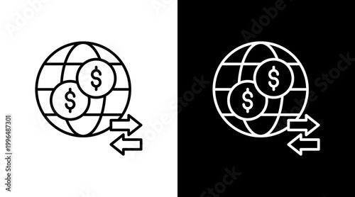 Global Trade Outline White Icon Set Design