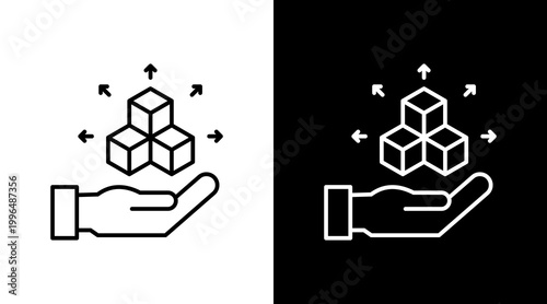 Supply Network Outline White Icon Set Design