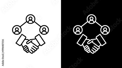 Partner Network Outline White Icon Set Design