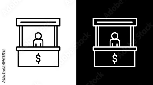 Trade Booth Outline White Icon Set Design
