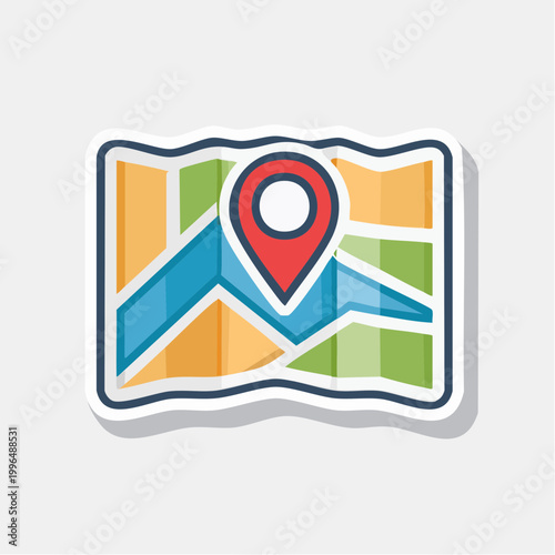 Map with Red Location Pin Icon