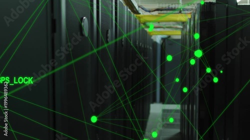GPS_LOCK label appearing, green nodes forming and connecting mesh down aisle, showing GPS_LOCK