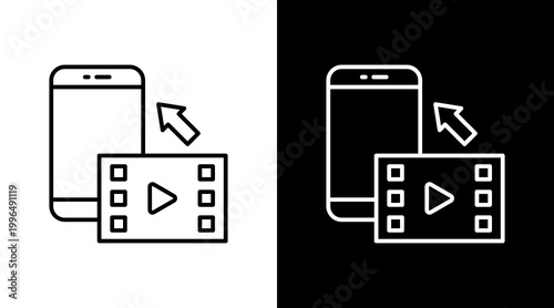 Video Post Outline White Icon Set Design
