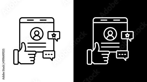 User Review Outline White Icon Set Design