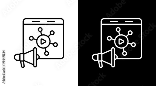Viral Content Outline White Icon Set Design