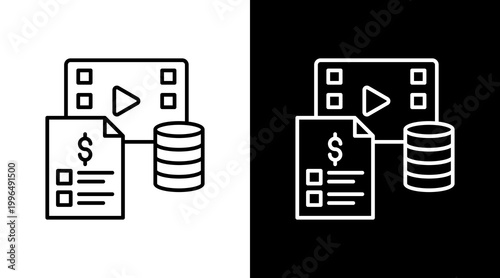 Content Monetization Outline White Icon Set Design