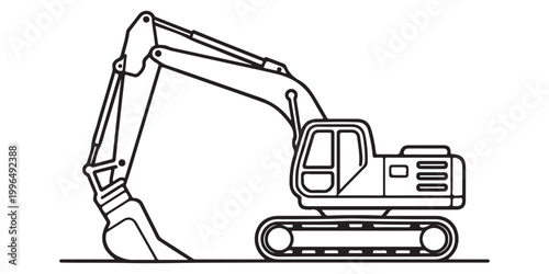 Minimal line art moving truck relocation delivery concept vector illustration on white background.