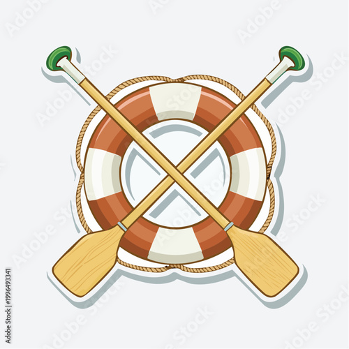 Lifebuoy and Crossed Oars Illustration