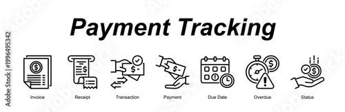 Payment Tracking banner web icon vector illustration concept with an icon of Invoice, Receipt, Transaction, Payment, Due Date, Overdue, Status 