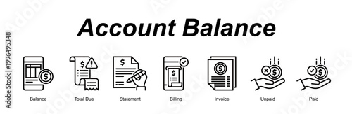 Account Balance banner web icon vector illustration concept with an icon of Balance, Total Due, Statement, Billing, Invoice, Unpaid, Paid 