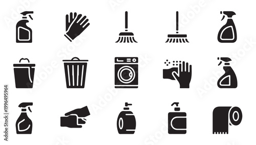 Household cleaning supplies and personal hygiene items for home and professional cleaning.